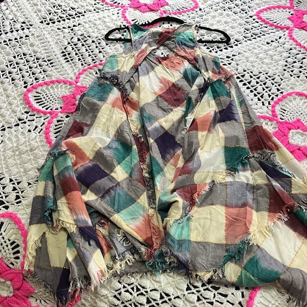 Anthropologie MAEVE Metallic cotton A-line swing Plaid Dress M - Picture 12 of 12